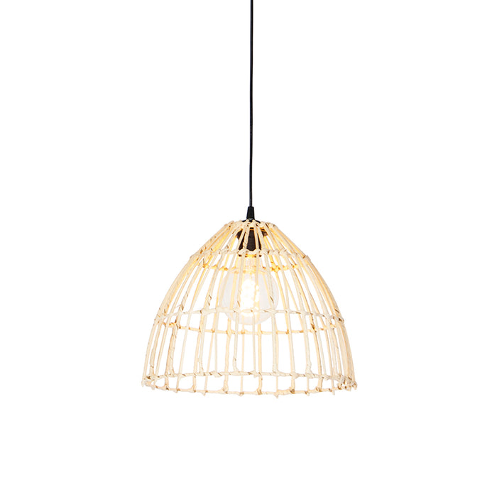 QAZQA Hanglamp magna rotan - Naturel - Landelijk - H 99.5cm