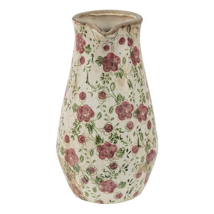 Clayre & Eef Decoratie Kan  20x14x25 cm Roze Beige Keramiek Bloemen