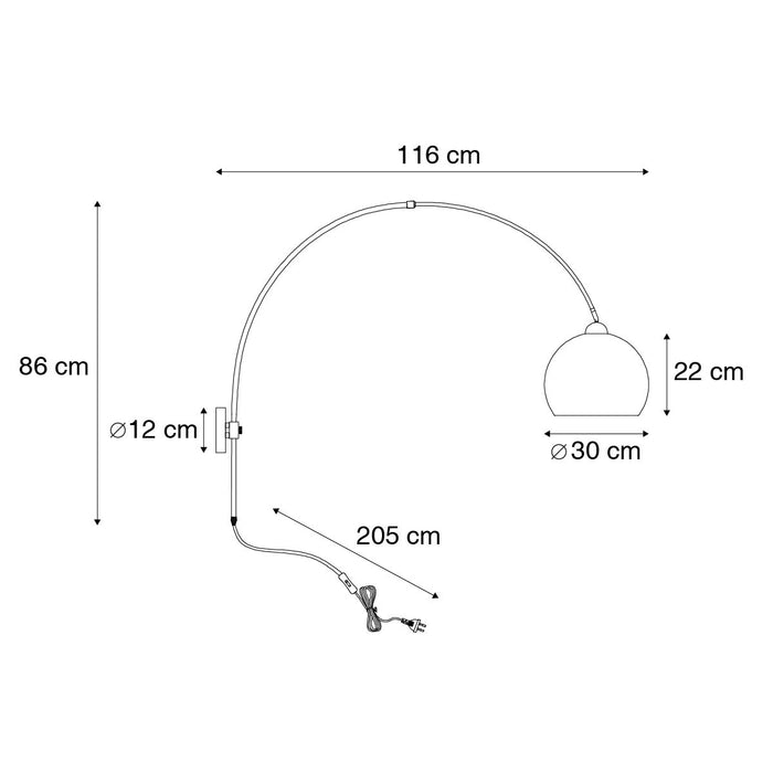 QAZQA Retro wandbooglamp staal met witte kap verstelbaar