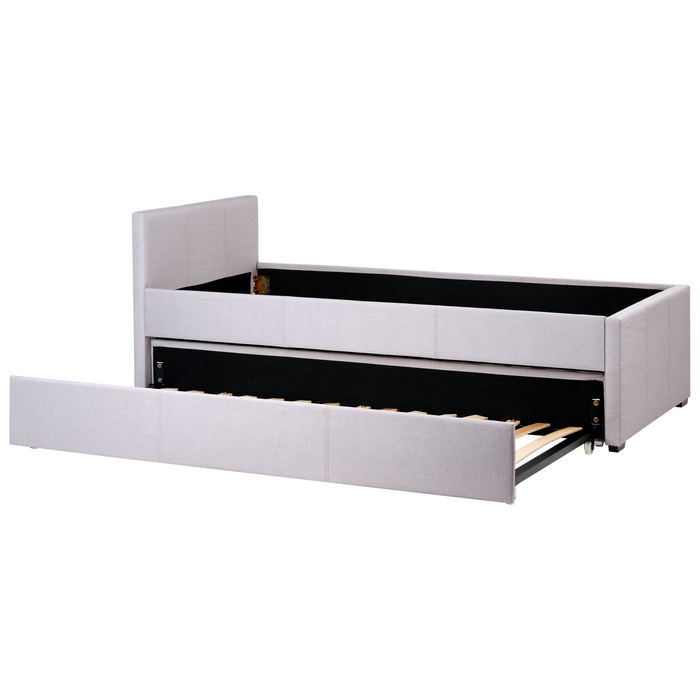 Beliani-MARMANDE-Onderschuifbed-Lichtgrijs-90 x 200 cm-Polyester