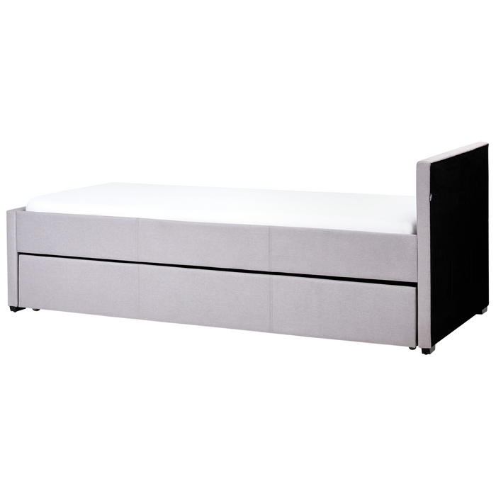 Beliani-MARMANDE-Onderschuifbed-Lichtgrijs-90 x 200 cm-Polyester