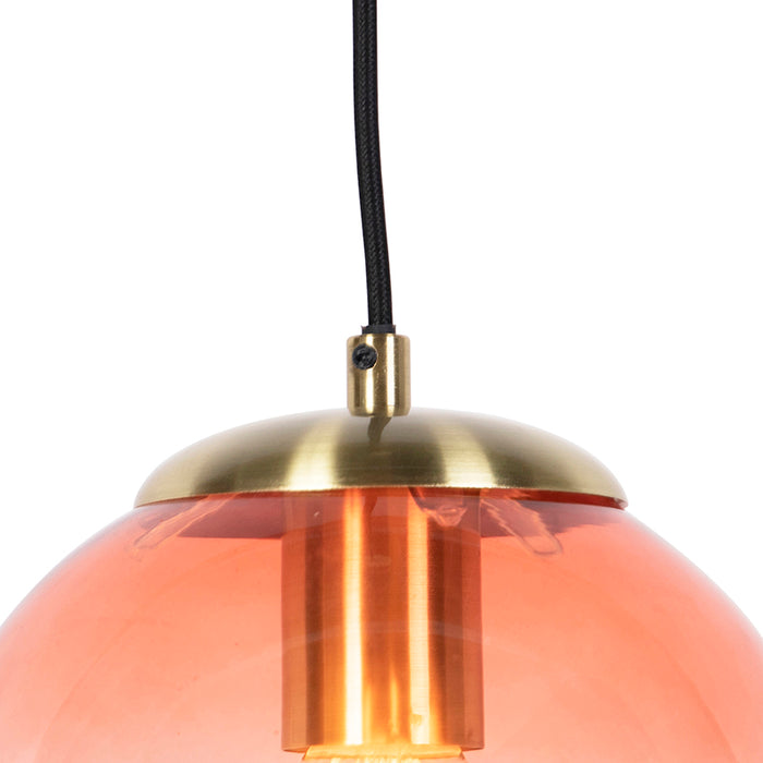 QAZQA Art deco hanglamp messing met roze glas 20 cm - Pallon