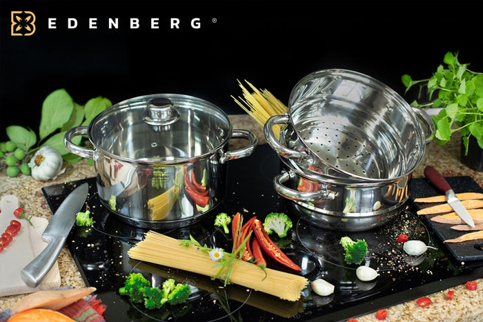 Edenberg Classic Line - Stoompannenset - Ø 22 cm - 4-delig - Voorzien