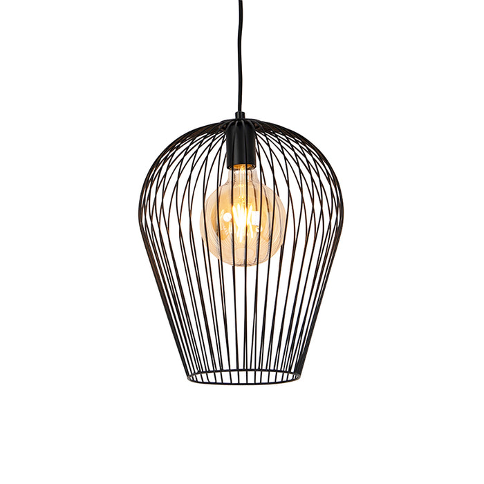 QAZQA Set van 5 design hanglampen zwart en goud - Wires