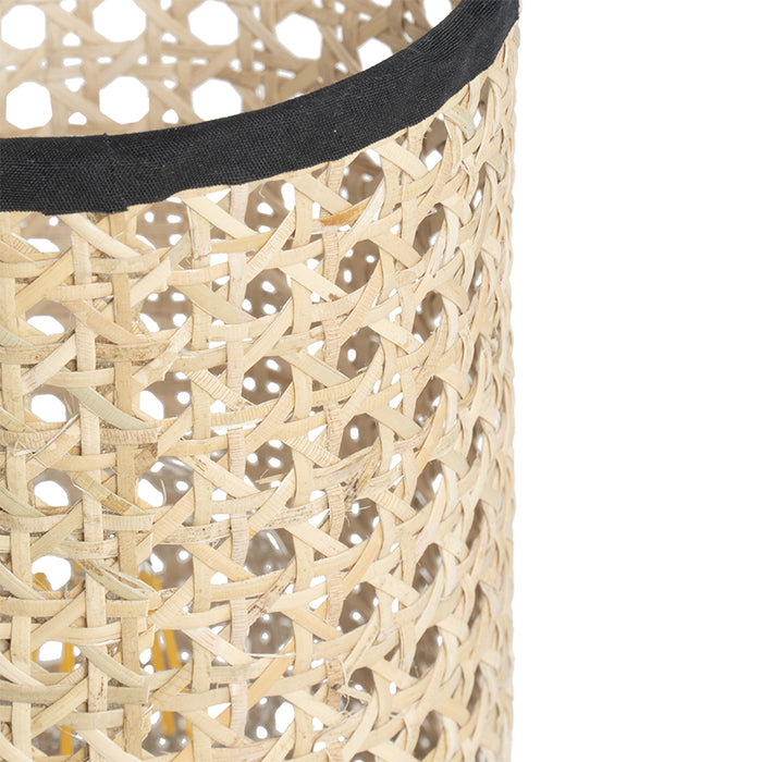 QAZQA Landelijke tafellamp rotan met zwart - Kata