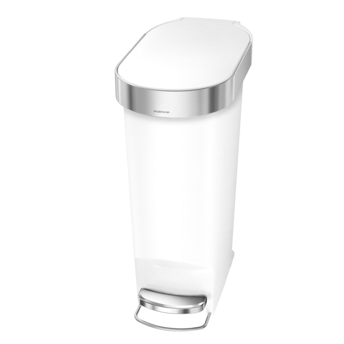 Simplehuman Slim Afvalemmer met Zakkenrand 40 L - Wit