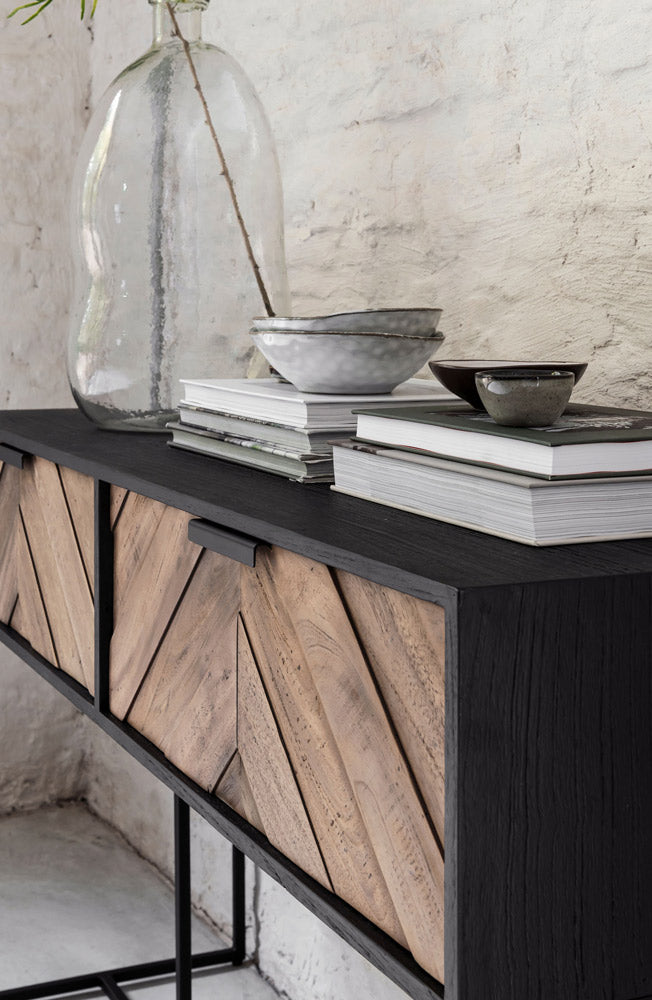 24Designs Criss Cross Sidetable - B120 X L40 X H78 Cm - Zwart|Bruin