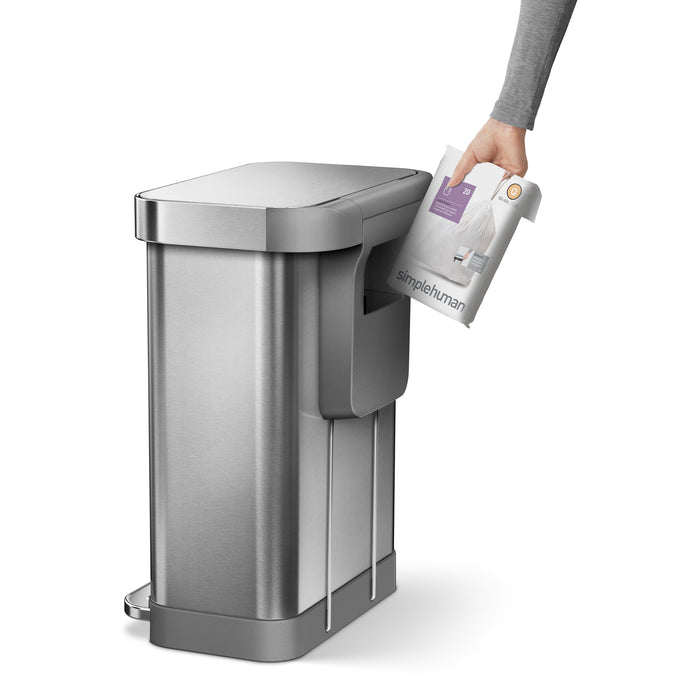 Simplehuman Rectangular Liner Pocket Pedaalemmer 55 Liter