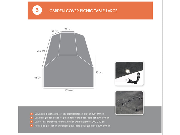 Inklapbare picknickset Berlijn 200 cm 3-laags blanke lak