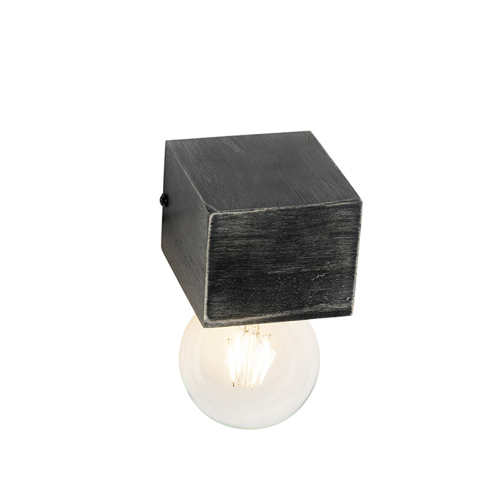 QAZQA Landelijke wandlamp zwart hout - Bloc