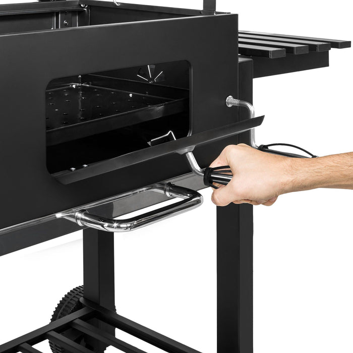 tectake® Houtskoolbarbecue in hoogte verstelbaar - Zwart