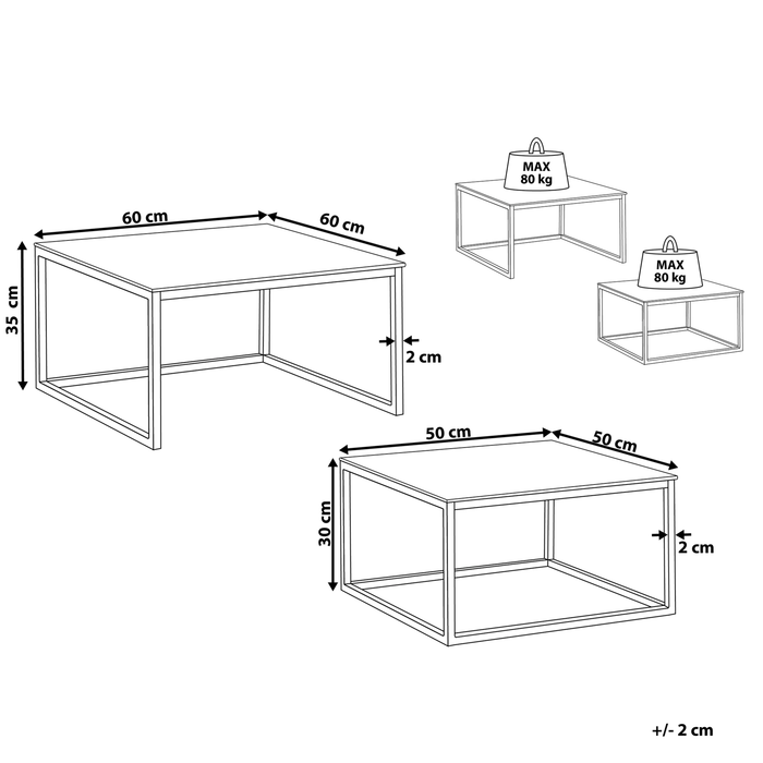 Beliani - BREA - Salontafel - Wit marmer - Veiligheidsglas