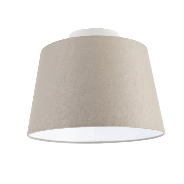 QAZQA Plafondlamp met linnen kap taupe 25 cm - Combi wit
