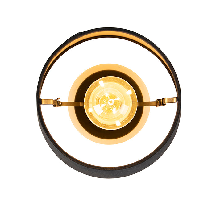 QAZQA Plafondlamp met katoenen kap zwart met goud 20 cm - Combi zwart