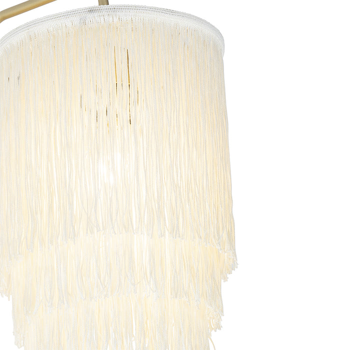 QAZQA Oosterse wandlamp goud crème kap met franjes - Franxa