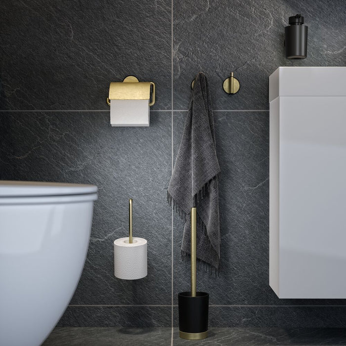 Tiger Tune Toiletrolhouder met Klep - Messing Geborsteld / Zwart