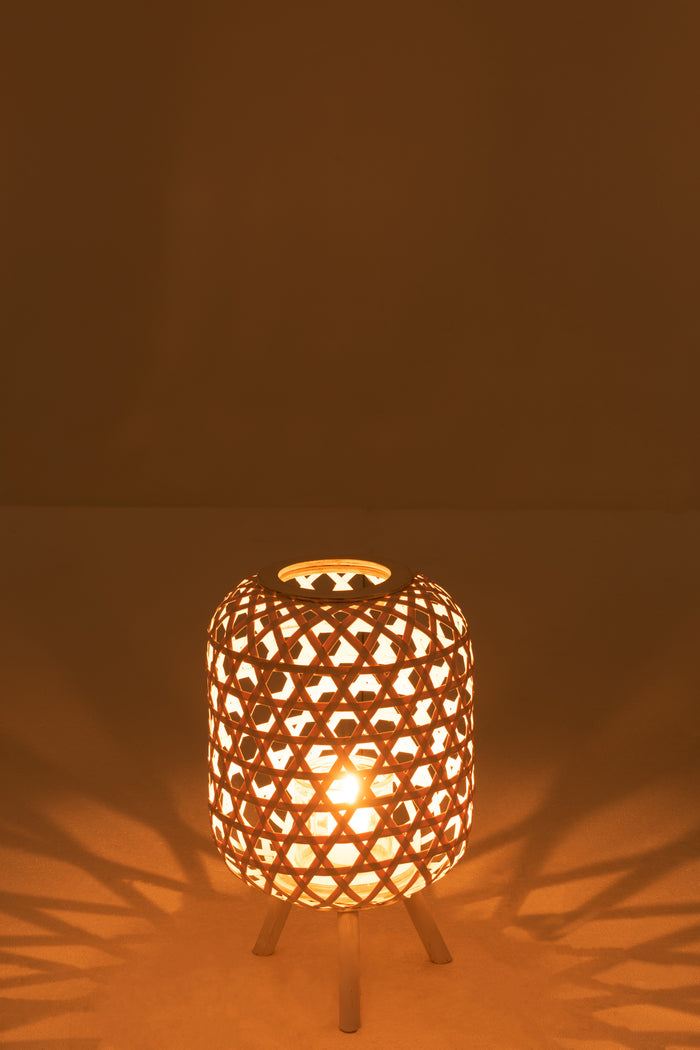 J-Line Lantaarn Voet Birdy Hout Wit