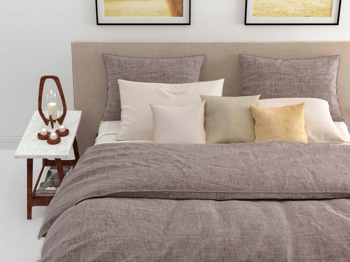 Zo Home Dekbedovertrek Katoen Lino Linnen Look chocolat