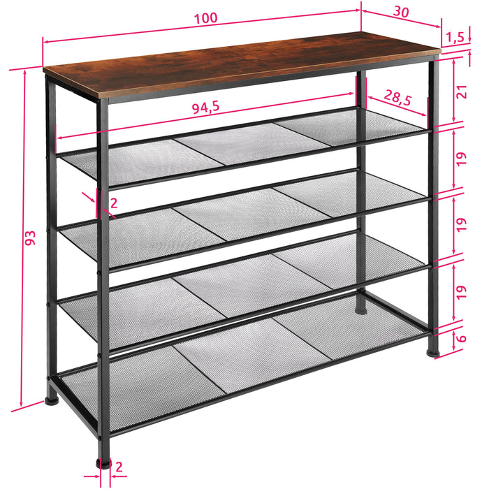 tectake® Schoenenrek Sheffield 100x30,5x93cm