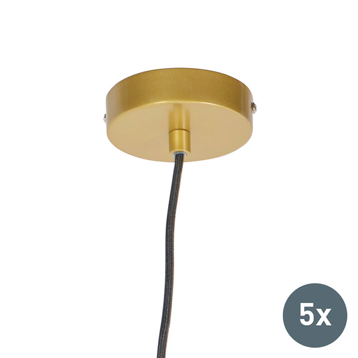 QAZQA Set van 5 design hanglampen goud - Wires