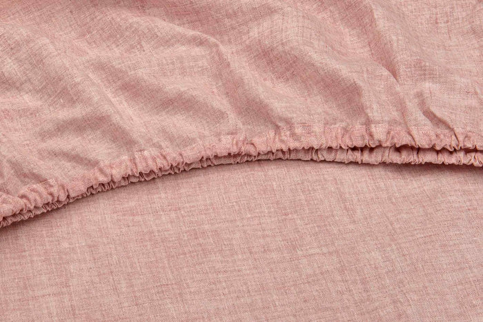 Zo Home Lino Hoeslaken Katoen Linnen Look 35 Hoek - old rose