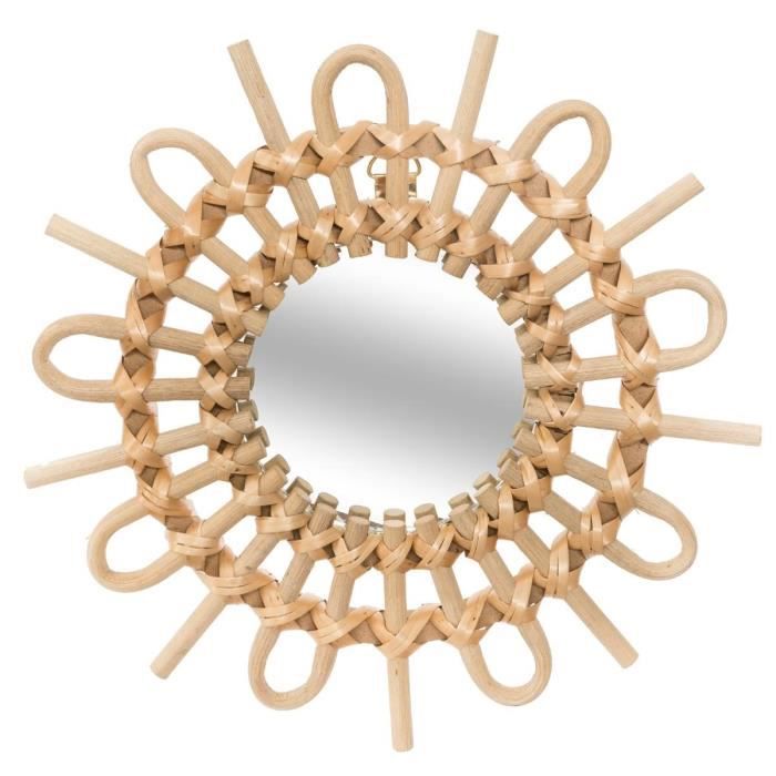 ATMOSPHERA Zonnespiegel rotan - Ø 28 cm - Beige