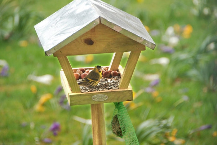 Esschert Design Voedertafel Op Paal - Zinken Dak