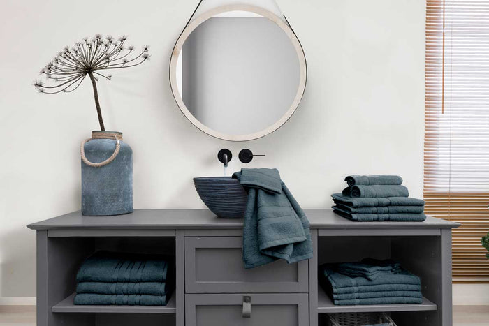 LINNICK Pure Handdoek 60x110 - petrol - Set van 6