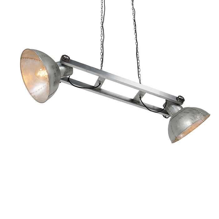 QAZQA Industriële hanglamp grijs 2-lichts - Samia Sabo