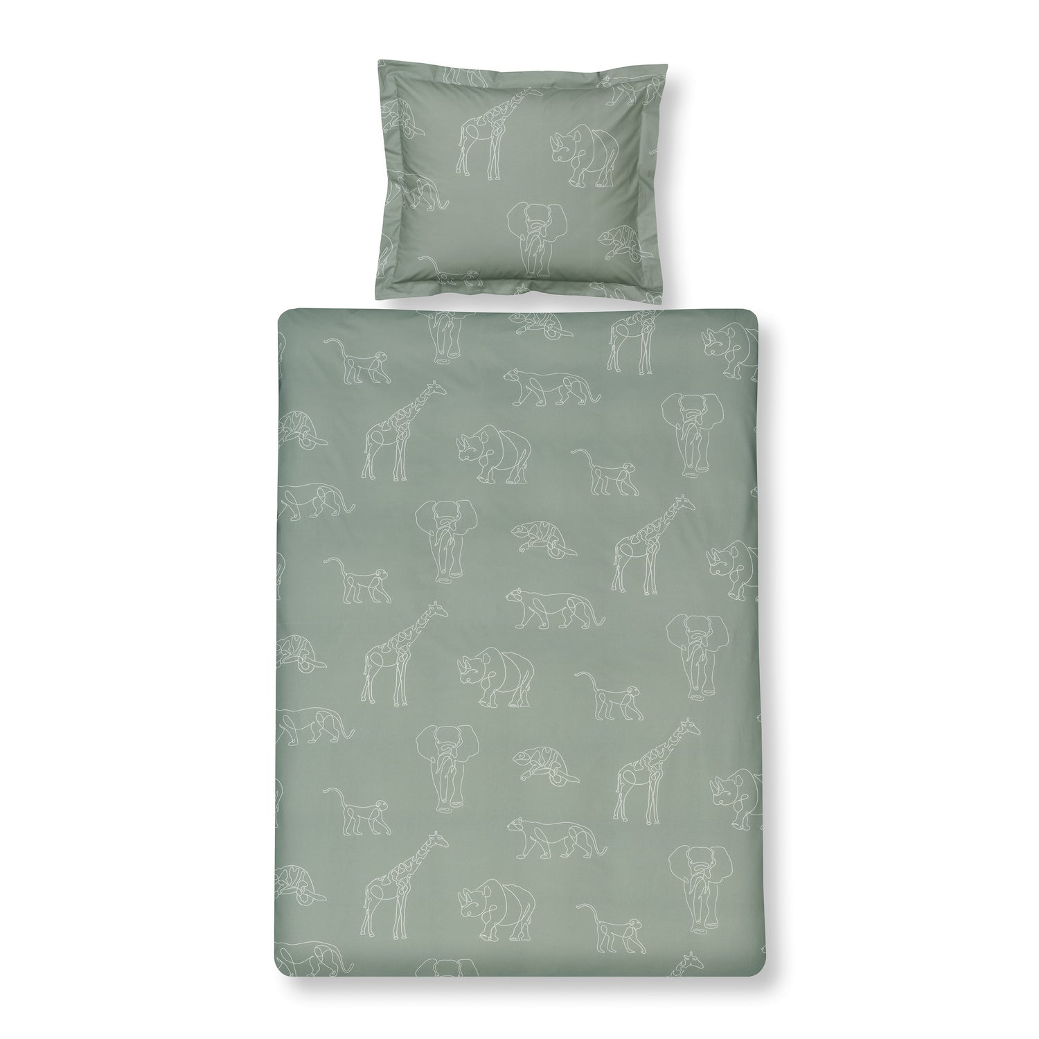 Vandyck Safari Kids Kinderdekbedovertrek 120 x 150 cm - Vintage Green