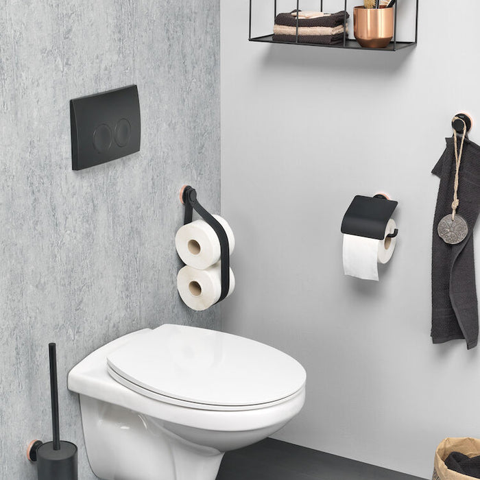 Tiger Urban Toiletaccessoireset - Toiletborstel met Houder - Toiletrolhouder met Klep - Handdoekhaak - Zwart