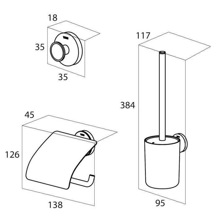 Tiger Urban Toiletaccessoireset - Toiletborstel met Houder - Toiletrolhouder met Klep - Handdoekhaak - Zwart