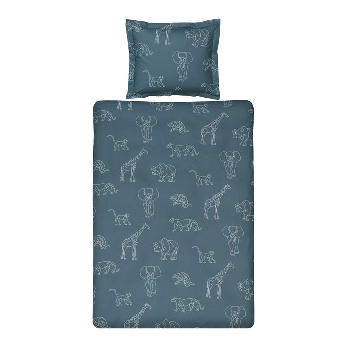 Vandyck Safari Kids Kinderdekbedovertrek 120 x 150 cm - Vintage Blue