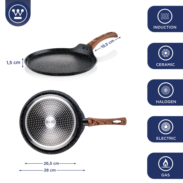 Westinghouse Pannenkoekenpan  28 cm Black Marble Wood