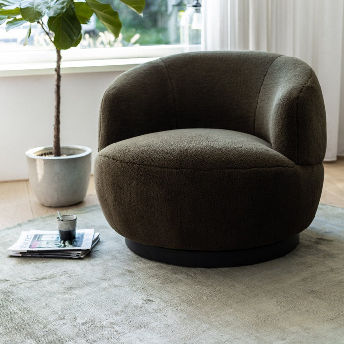 Interieur05 Vloerkleed Felva Groen Rond Viscose 220 cm