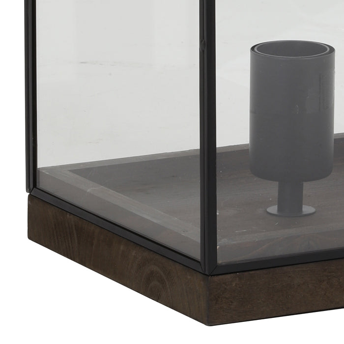 Light & Living Tafellamp ASKJER - hout bruin+zwart+glas - L