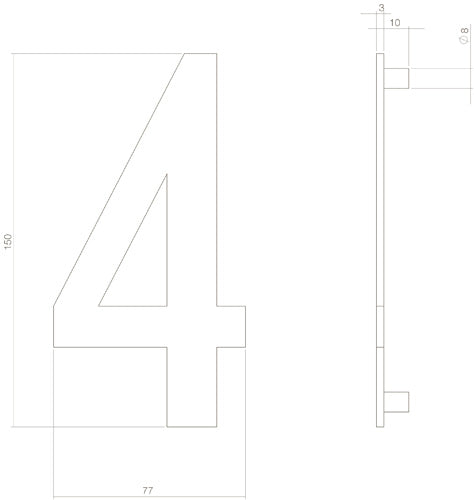 Intersteel Huisnummer 4 rvs mat zwart