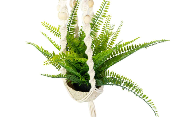 Liviza Macramé plantenhanger kralen naturel
