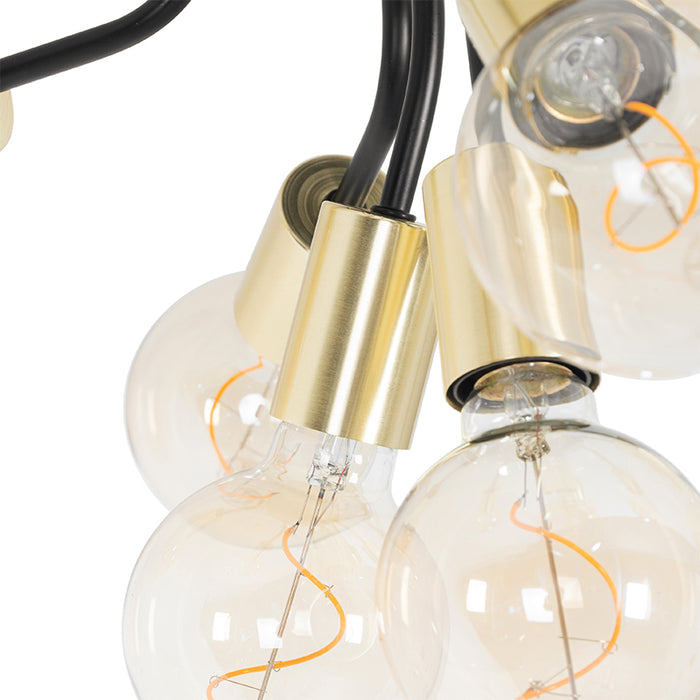 QAZQA Design plafondlamp zwart met goud 10-lichts - Juul
