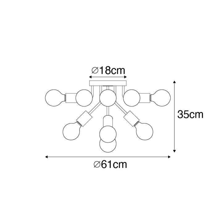 QAZQA Design plafondlamp zwart met goud 10-lichts - Juul