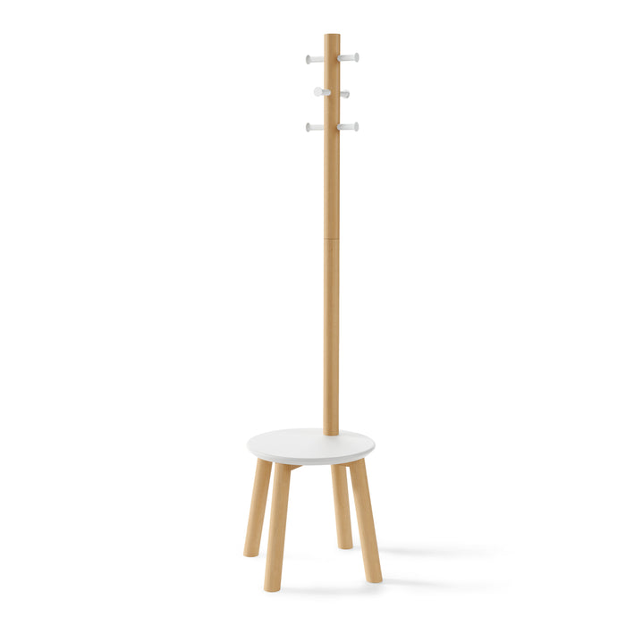 Umbra Pillar Kapstok met Kruk - Wit/Naturel