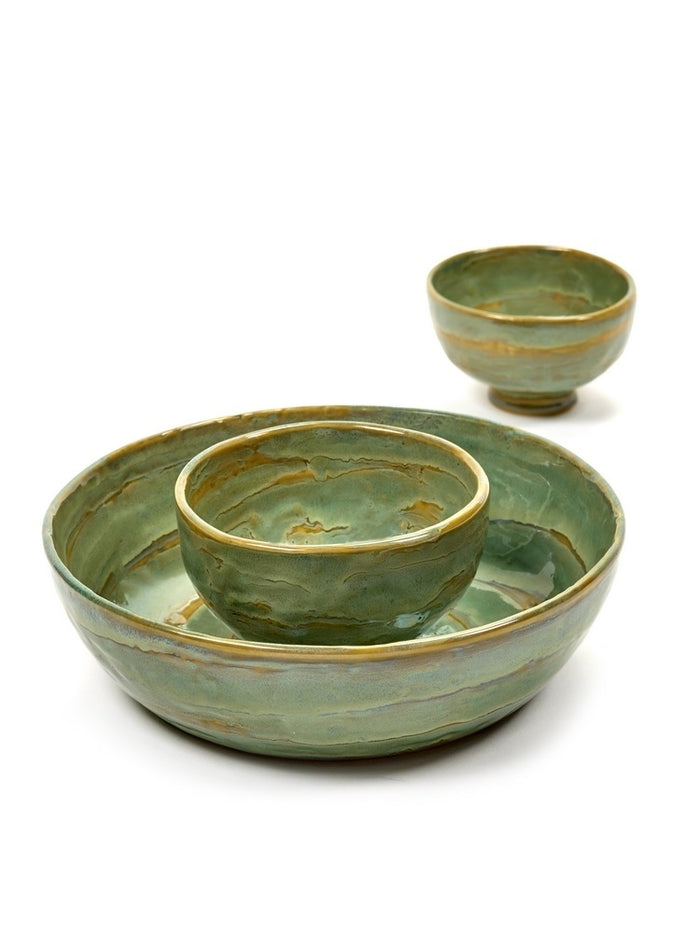 SERAX - Pascale Naessens - Pure Saladeschaal Ø 20 cm - Zeegroen - Set van 4