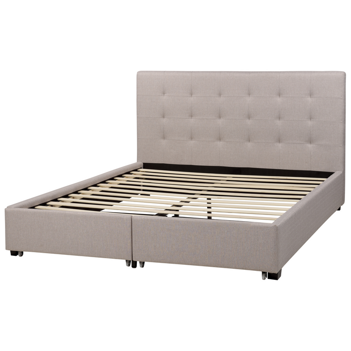 Beliani-ROCHELLE-Tweepersoonsbed-Lichtgrijs-160 x 200 cm-Polyester