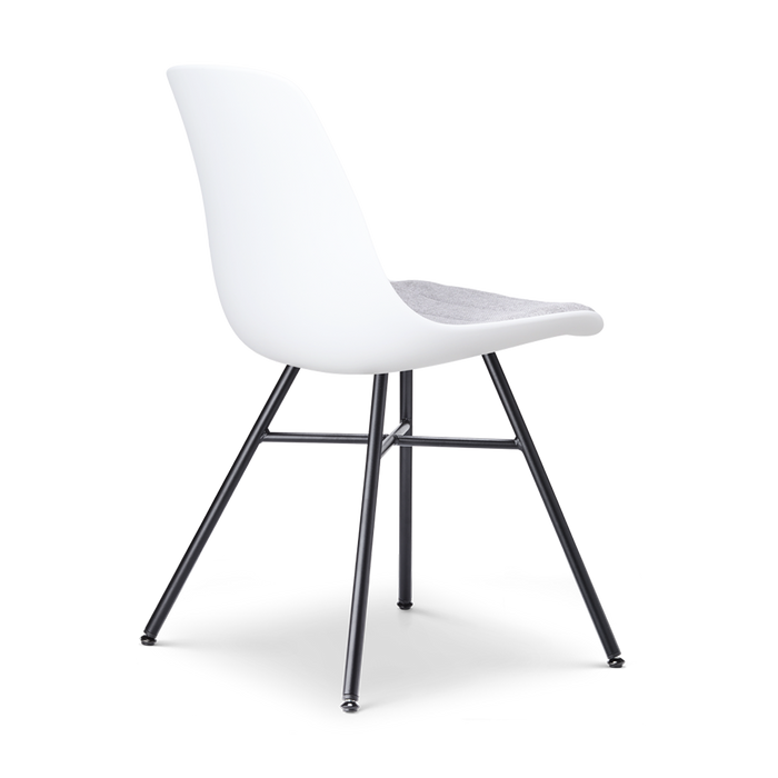 Nolon Noa-Liv Eetkamerstoel Wit - Lichtgrijs Kussen - Zwart Onderstel