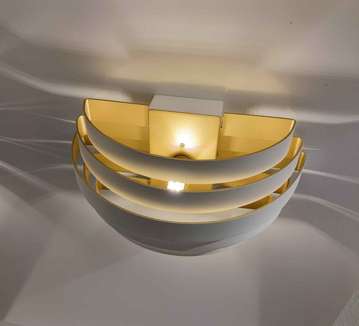 Highlight Wandlamp Scudo B 25 cm wit goud