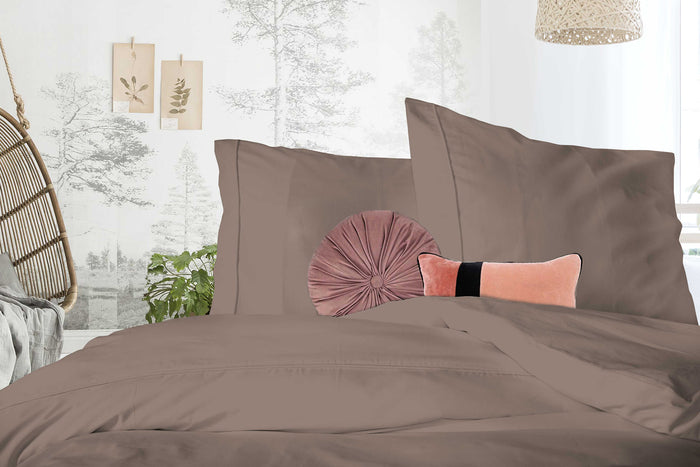 Eleganzzz Dekbedovertrek Uni Percal Katoen Met Bies old pink