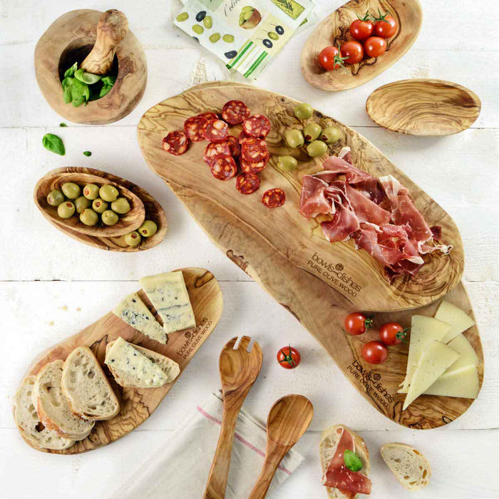 Bowls and Dishes Pure Olive Wood Tapasplank 25-30 cm