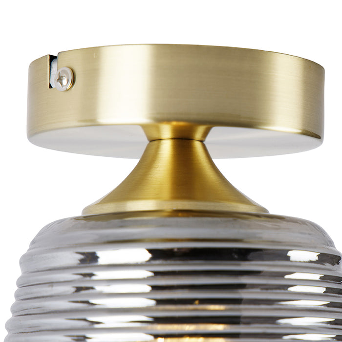 QAZQA Art deco plafondlamp messing met smoke glas - Michi