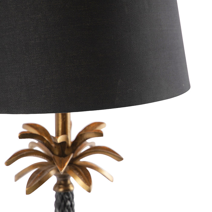 QAZQA Art Deco tafellamp brons met zwarte kap 35 cm - Areka