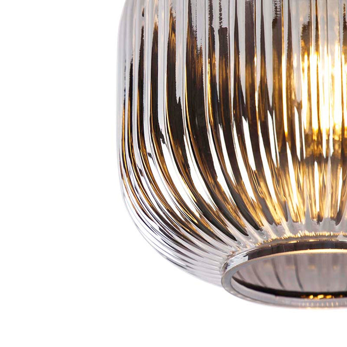 QAZQA Art deco plafondlamp zwart met smoke glas - Karel